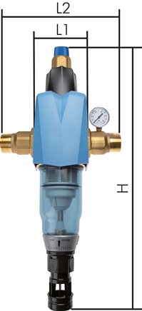 Exemplarische Darstellung: Rückspülfilter/Druckminderer f. Trinkwasser, R 1 1/2" & R 2"